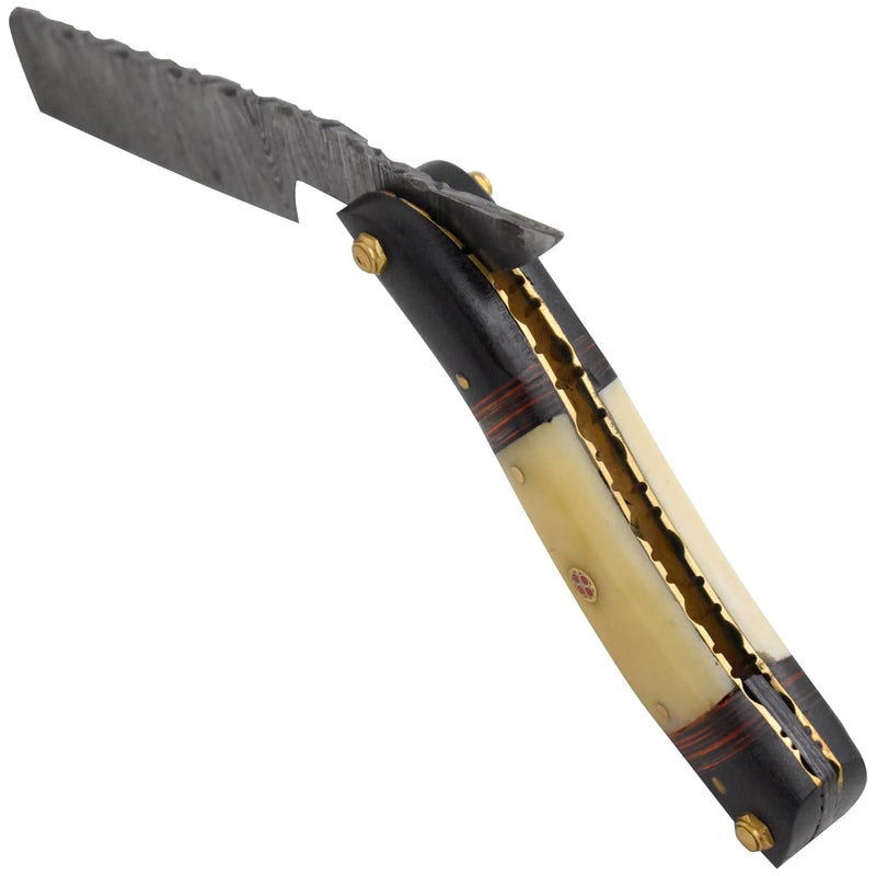 Old Ram Straight Razor | Straight Edge-Razor Sharp High Hardness Real Damascus Steel Cutthroat Straight Edge-Blade | Barber Razor (349) - Image 5